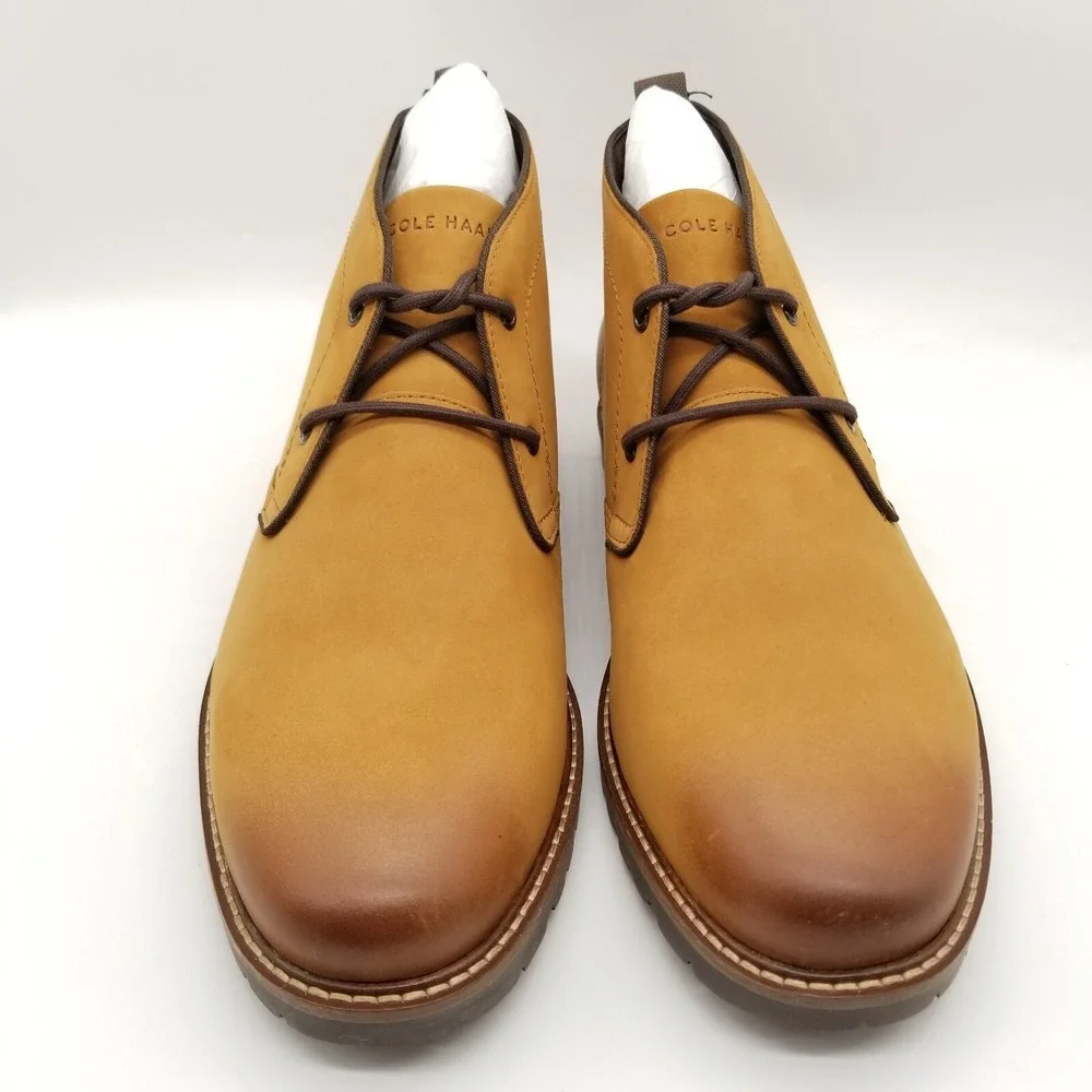 Cole Haan Men Midland Lug Chukka Boots Sz 9.5 Nubuck Golden Brown Lace‎ Up City